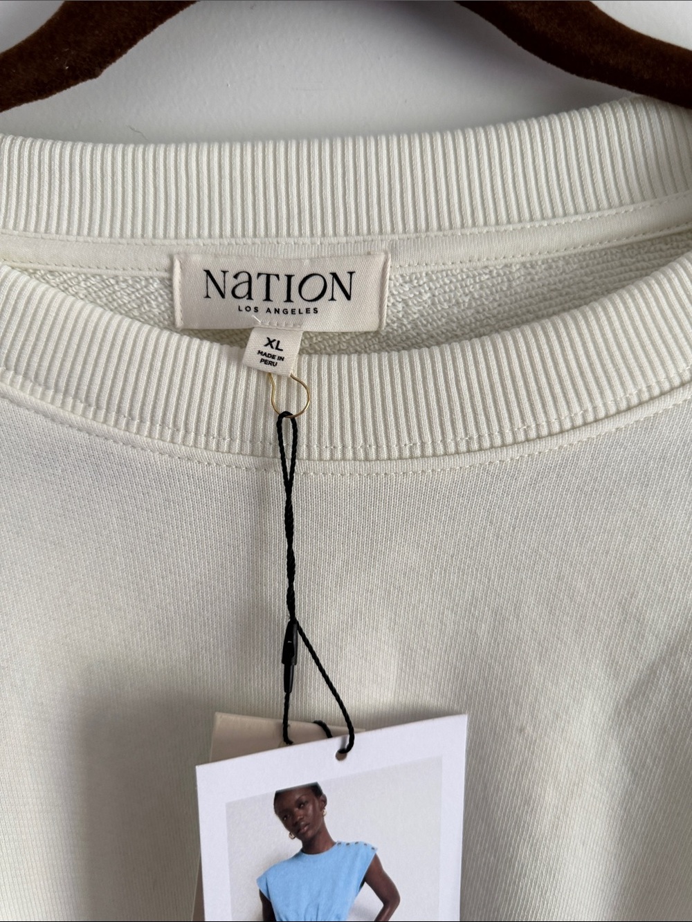 Anthro Nation‎ Los Angeles Ivory Sleeveless Button-Shoulder Sweat Top XL - Picture 3 of 7